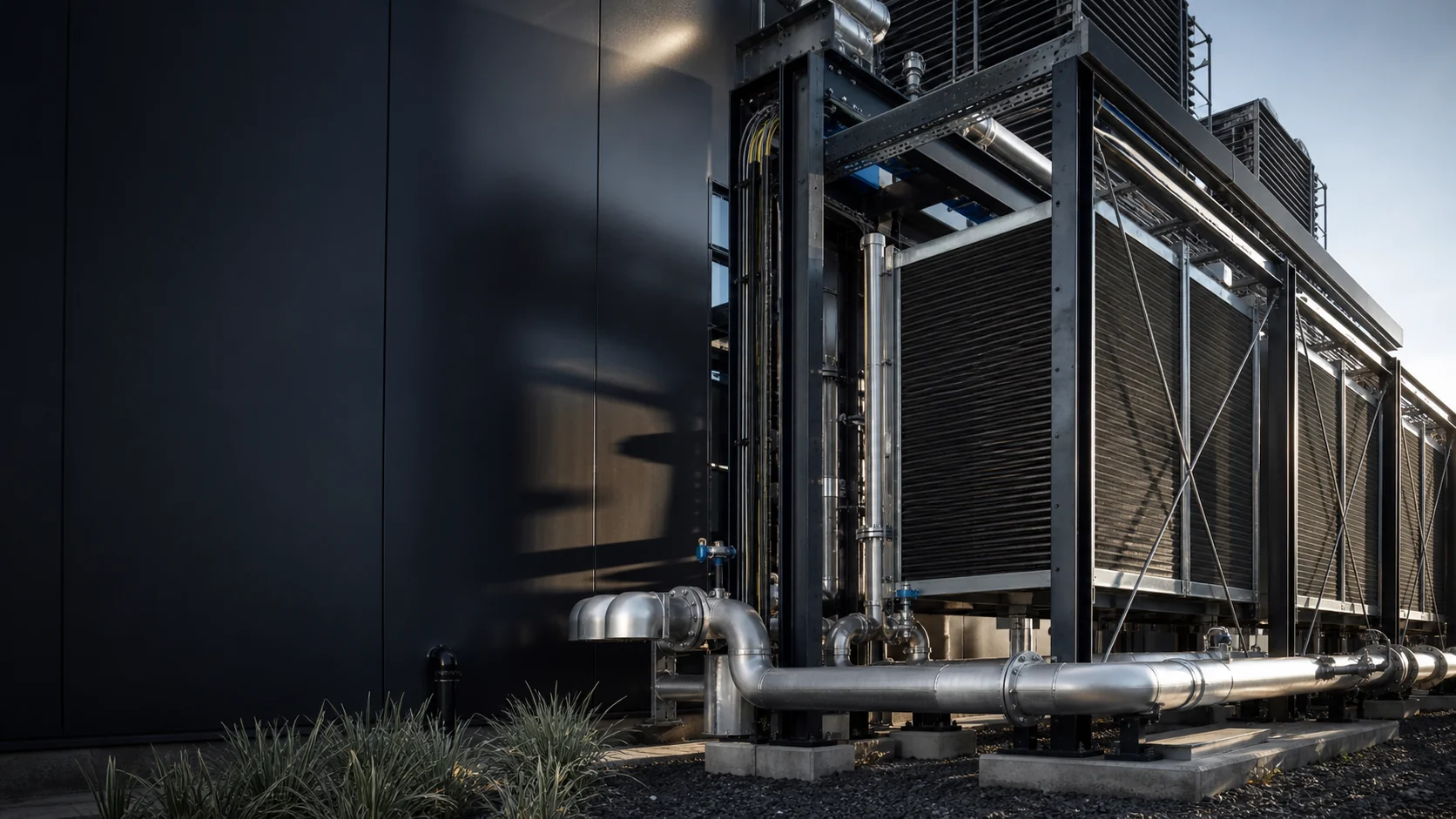 Conceptual view of data-centre cooling infrastructure and building services